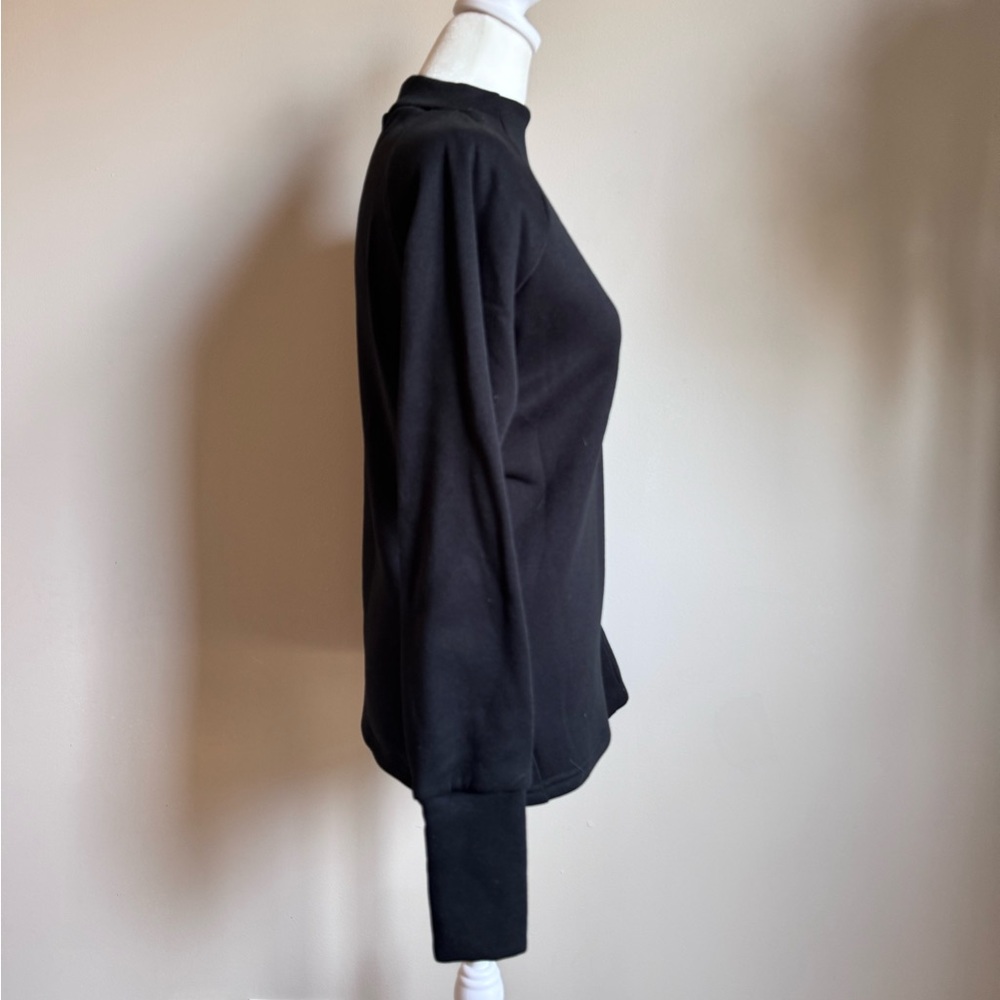 Women’s Black Athleisure Long‎ Sleeve Fitted Zip Collar Sweatshirt Size Medium - Picture 5 of 9